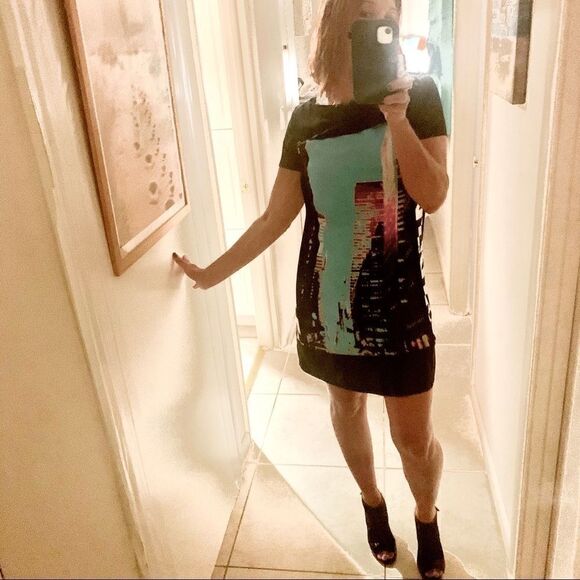 Alice & Trixie Silk Cityscape Shift Dress - Picture 3 of 8